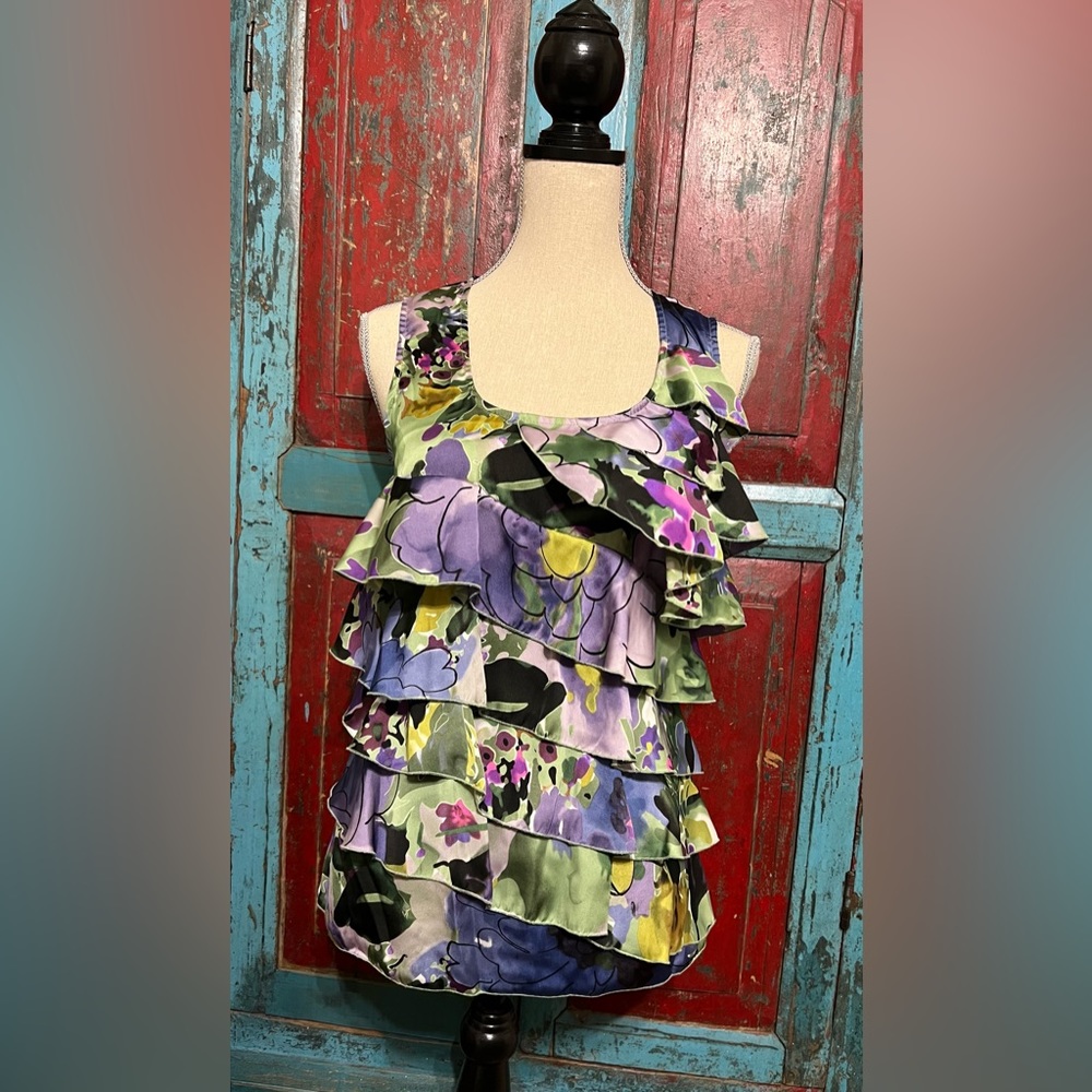 Spense M Green/Purple Print, Dressy Tank